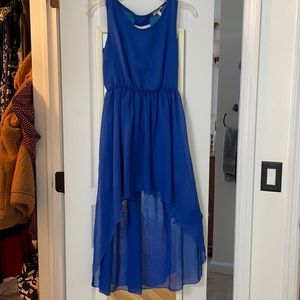 High low blue dress